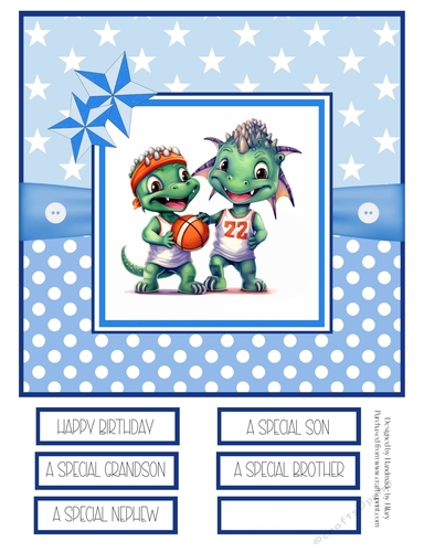 Slam Dunk Dinos 8x8 Quick Card - Design 4