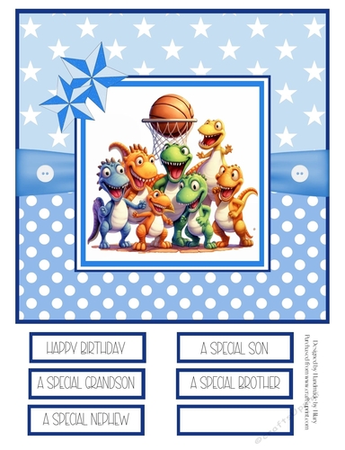 Slam Dunk Dinos 8x8 Quick Card - Design 5