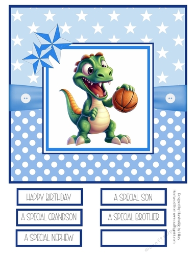 Slam Dunk Dinos 8x8 Quick Card - Design 6