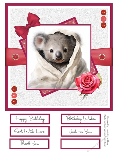 Animal Snuggles 8x8 Quick Card - Design 2