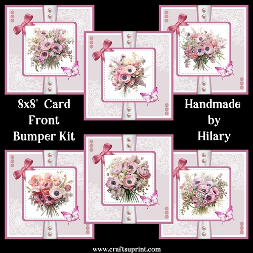 Pretty Pink Anemones 8x8 Card Fronts Bumper Kit