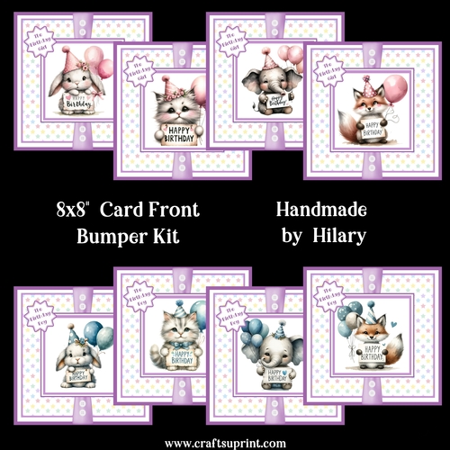 Animal Birthday Wishes 8x8 Card Front Bumper Kit