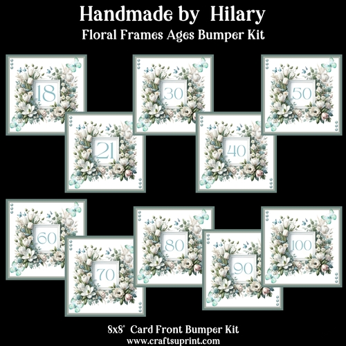 Floral Frame Ages 8x8 Card Front Bumper Kit
