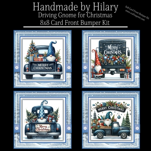 Driving Gnome for Christmas 8x8 Card Front Bumper Kit