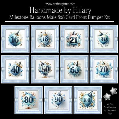 Milestone Balloons Male 8x8 Card Front Bumper Kit