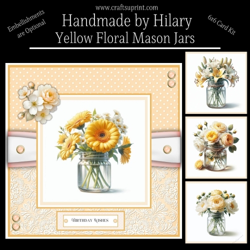 Yellow Floral Mason Jars