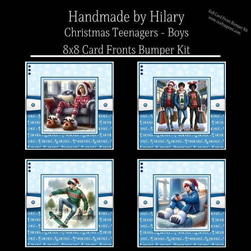 Christmas Teenagers - Boys - 8x8 Card Fronts Bumper Kit