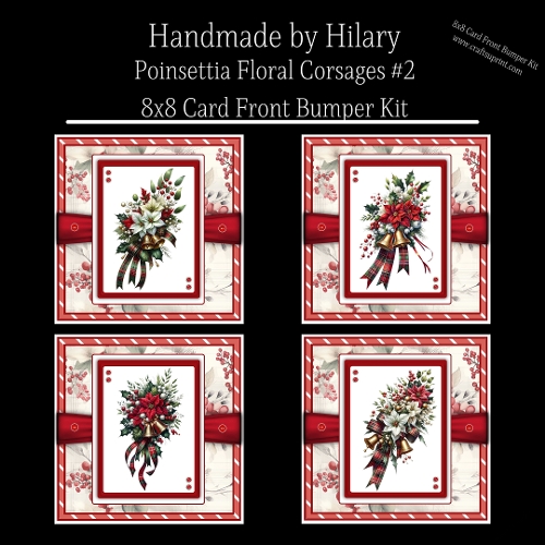 Poinsettia Floral Corsages #2  - 8x8 Card Fronts Bumper Kit