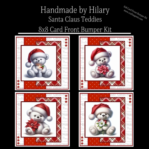 Santa Claus Teddies  - 8x8 Card Fronts Bumper Kit