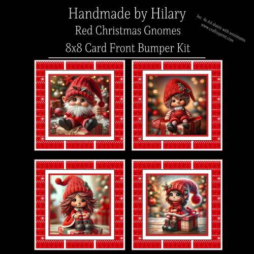 Red Christmas Gnomes - 8x8 Card Front Bumper Kit 