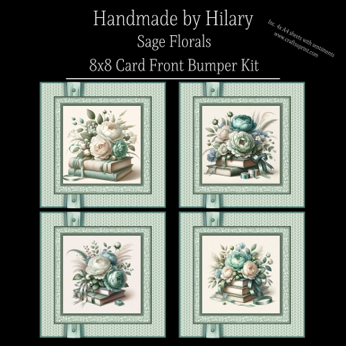 Sage Florals - 8x8 Card Front Bumper Kit