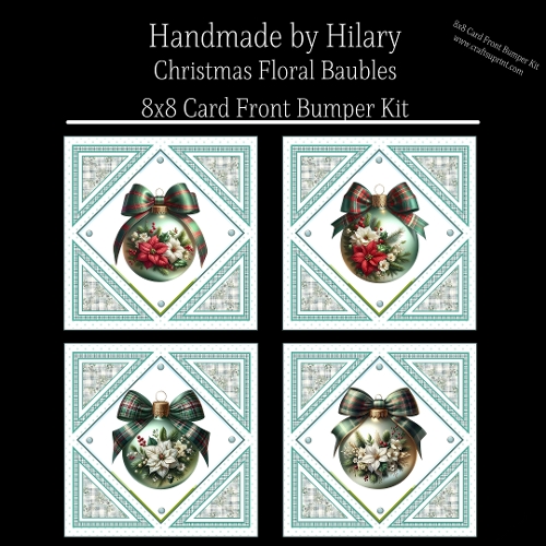 Christmas Floral Baubles - 8x8 Card Front Bumper Kit