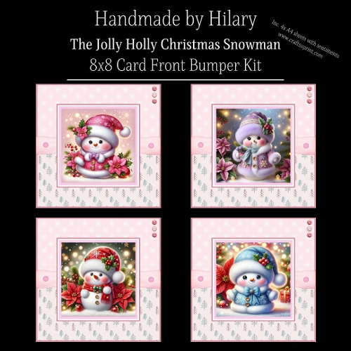 A Jolly Holly Christmas Snowman - 8x8 Card Fronts