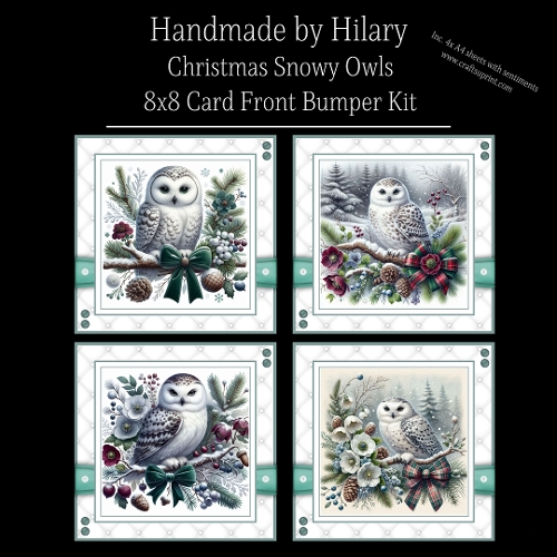 Christmas Snowy Owls - 8x8 Card Fronts