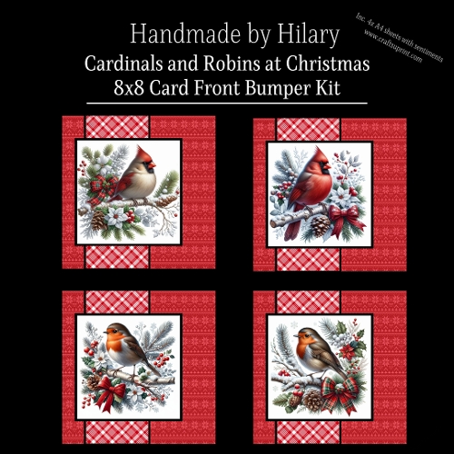 Cardinals and Robins at Christmas - 8x8 Card Fronts