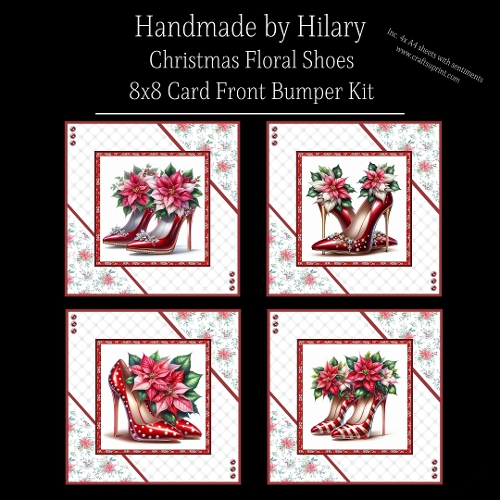 Christmas Floral Shoes - 8x8 Card Front Kit