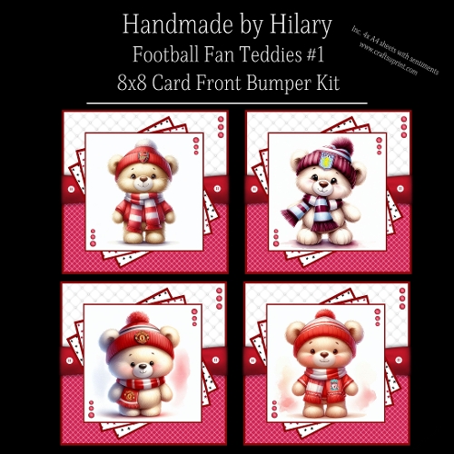 Football Fan Teddies #1 - 8x8 Card Fronts