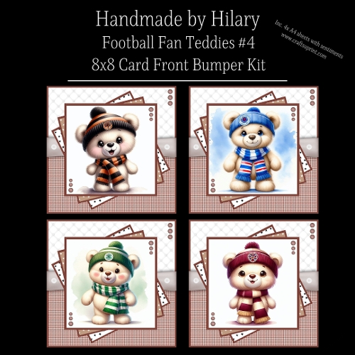Football Fan Teddies #4 - 8x8 Card Fronts