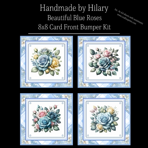 Beautiful Blue Roses - 8x8 Card Fronts