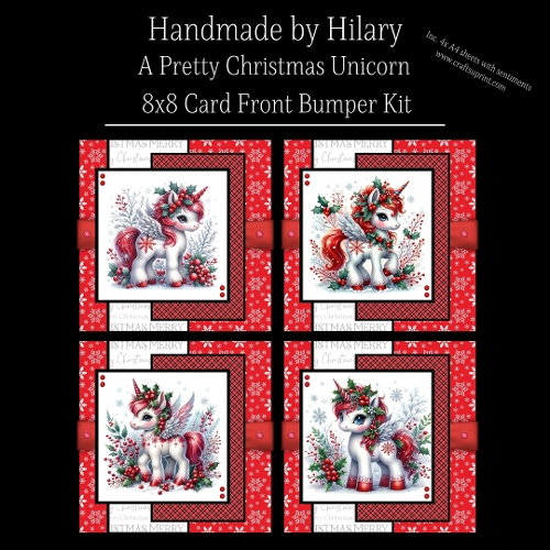 A Pretty Christmas Unicorn - 8x8 Card Fronts