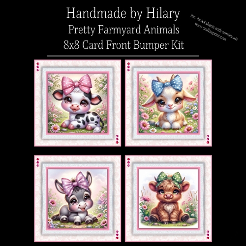 Pretty Farmyard Animals - 8x8 Card Fronts