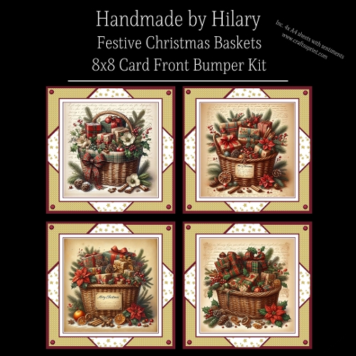Festive Christmas Baskets - 8x8 Card Fronts