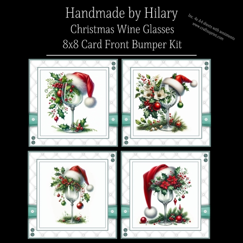 Christmas Wine Glasses - 8x8 Card Fronts