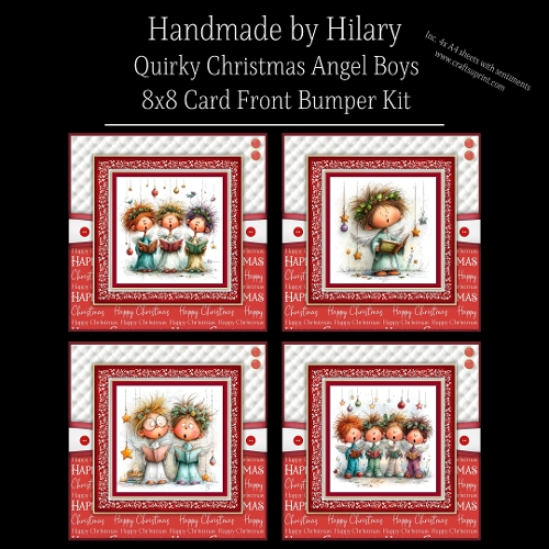 Quirky Christmas Angel Boys - 8x8 Card Fronts