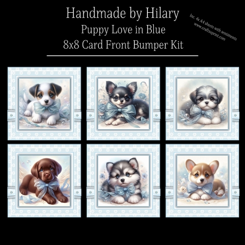 Puppy Love in Blue - 8x8 Card Fronts
