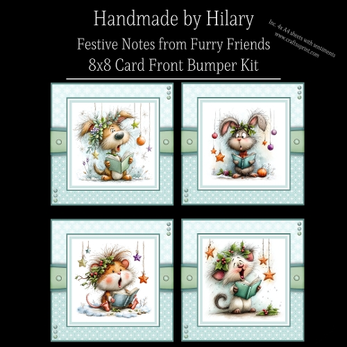 Festive Notes from Furry Friends - 8x8 Card Fronts
