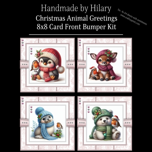 Christmas Animal Greetings - 8x8 Card Fronts