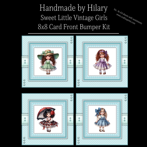 Sweet Little Vintage Girls - 8x8 Card Fronts