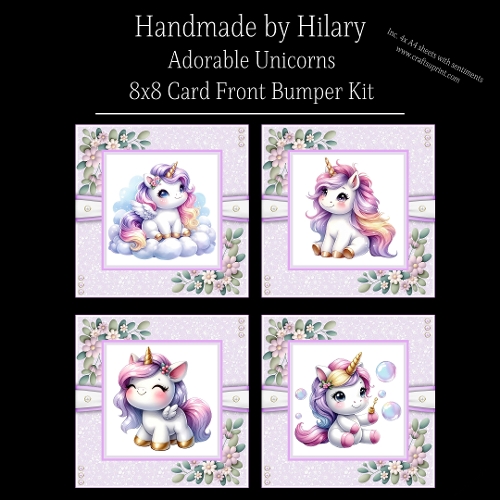 Adorable Unicorns - 8x8 Card Fronts