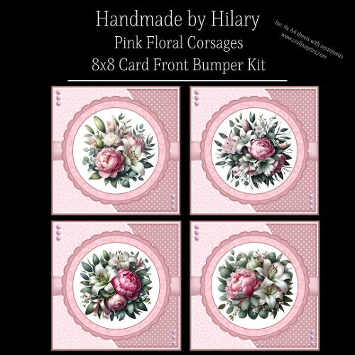 Pink Floral Corsages - 8x8 Card Fronts