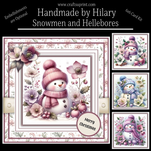 Snowmen and Hellebores - 8x8 Card Fronts