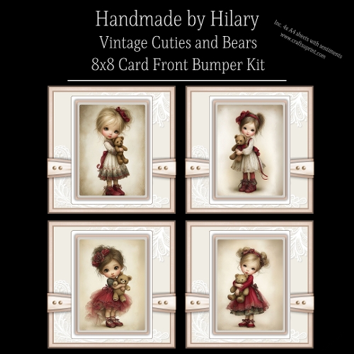 Vintage Cuties and Bears - 8x8 Card Fronts
