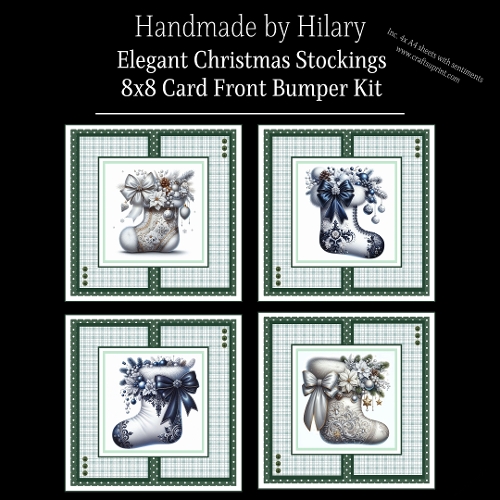Elegant Christmas Stockings - 8x8 Card Fronts