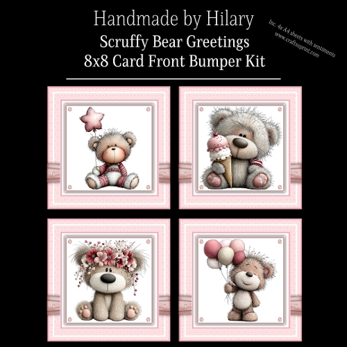Scruffy Bear Greetings - 8x8 Card Fronts