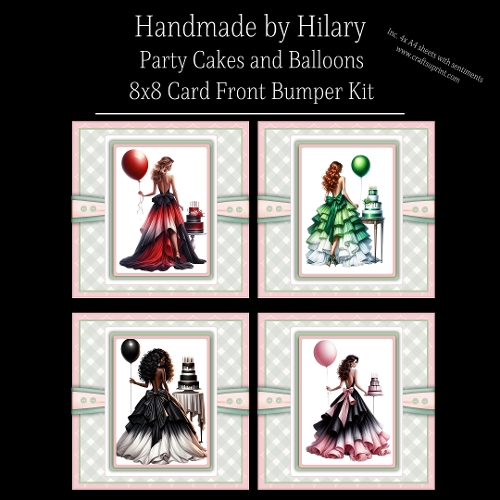 Party Cakes and Balloons - 8x8 Card Fronts