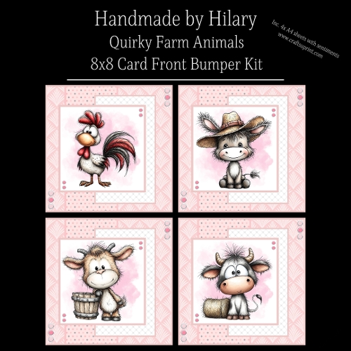 Quirky Farm Animals - 8x8 Card Fronts