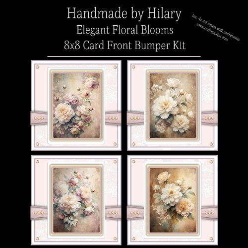 Elegant Floral Blooms - 8x8 Card Fronts
