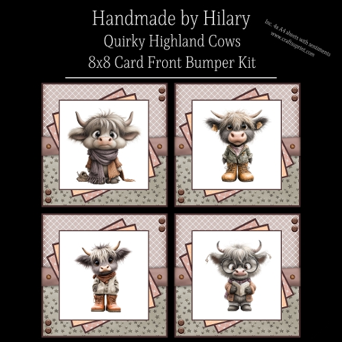 Quirky Highland Cows - 8x8 Card Fronts