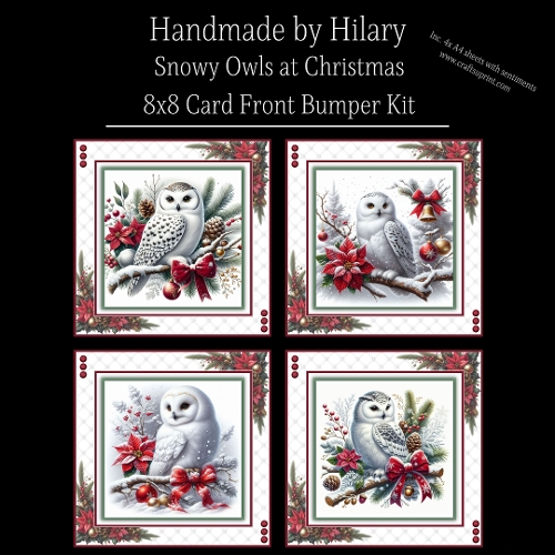 Snowy Owls at Christmas - 8x8 Card Fronts