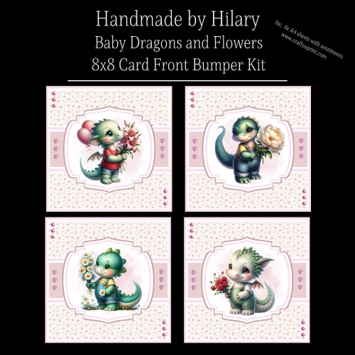 Baby Dragons and Flowers - 8x8 Card Fronts