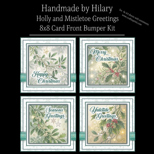 Holly and Mistletoe Greetings - 8x8 Card Fronts