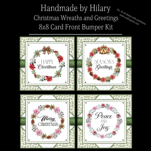 Christmas Wreaths and Greetings - 8x8 Card Fronts