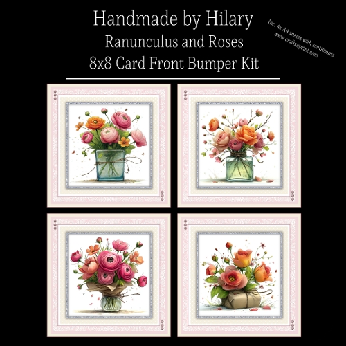 Ranunculus and Roses - 8x8 Card Fronts