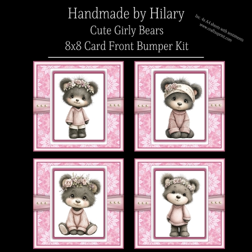 Cute Girly Bears - 8x8 Card Fronts