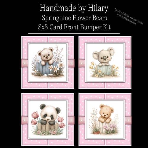 Springtime Flower Bears - 8x8 Card Fronts