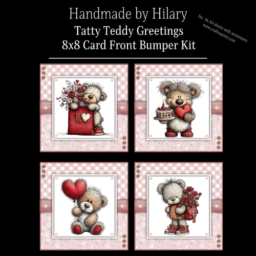 Tatty Teddy Greetings - 8x8 Card Fronts